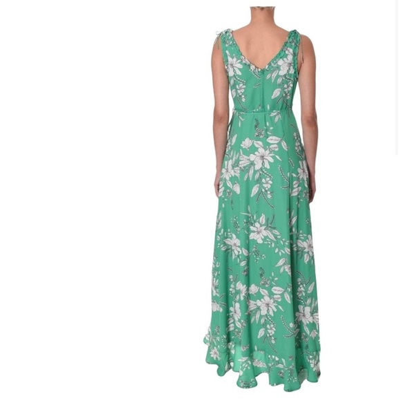 Anthropologie Brand If By Sea Green Floral Wrap High Low Maxi Dress - small. MM - Picture 2 of 12